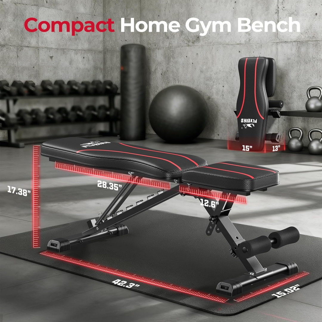 flybird adjustable foldable incline weight bench - BLACK/red (MODEL: FB-24YLD05) image 2