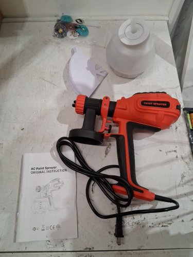 HOYOA CORDED Paint Spray Gun WITH  6 Nozzles and Adjustable Flow Control - 1200ml - 800W - RED image 3