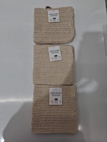 6pk now designs homespun natural crocheted dishcloths - 12'' x 12'' - beige image 2