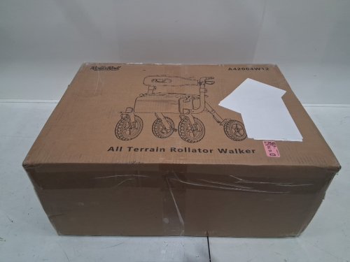 rollisroll All Terrain Rollator Walker with Seat and backrest - 12" Big Rubber Wheels/300lbs max  - orange/black - (model: a42004w12) image 2