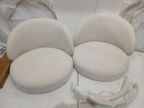 2pk chita upholstered linen fabric swivel bar stools with metal frames -  35.6" x 19.7" x 21.3" - linen white/gold (model: 2-bs7038-g0402190) image 3