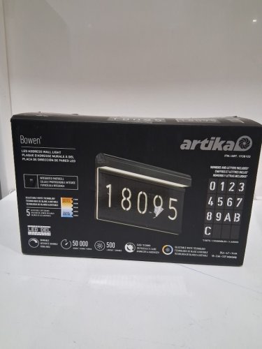 artika Bowen hardwired modern LED outdoor address wall light - 2700k - 5000k - 10" x 5" - MATTE black/white (model: OUT-BOW5C-C1BL / 1938103) image 2