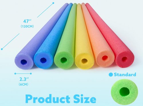 6PK SLOOSH Foam Pool Noodles - STANDARD SIZE (2.3") - 48" - MULTICOLOUR (MODEL: 41037) image 2