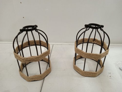 2pk SEEBLEN Plug in Wall Rustic Metal Cage Sconce - 5" x 10" - brown image 5