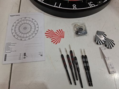amazon basics regulation size dartboard set - 6 darts included - 18" - black (model: B0DZ24NR85) image 4