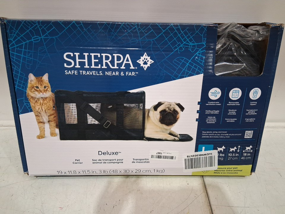 SHERPA ORIGINAL DELUXE PET TRAVEL CARRIER - large -19" x 11.5" - 22lb cap - CHARCoaL grey (model: 55555-29995-001) image 2