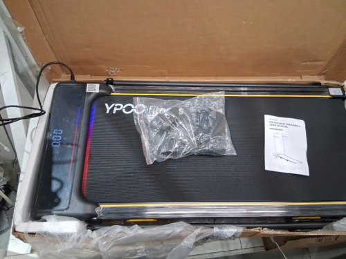 ypoo 3-in-1 Ultra Slim Walking Pad Treadmill for Home and Office, 350 Lbs max capacity -2.5hp - Under Desk Compact Treadmill with LED Display & APP connectivity - black / yellow (model: t5) image 2