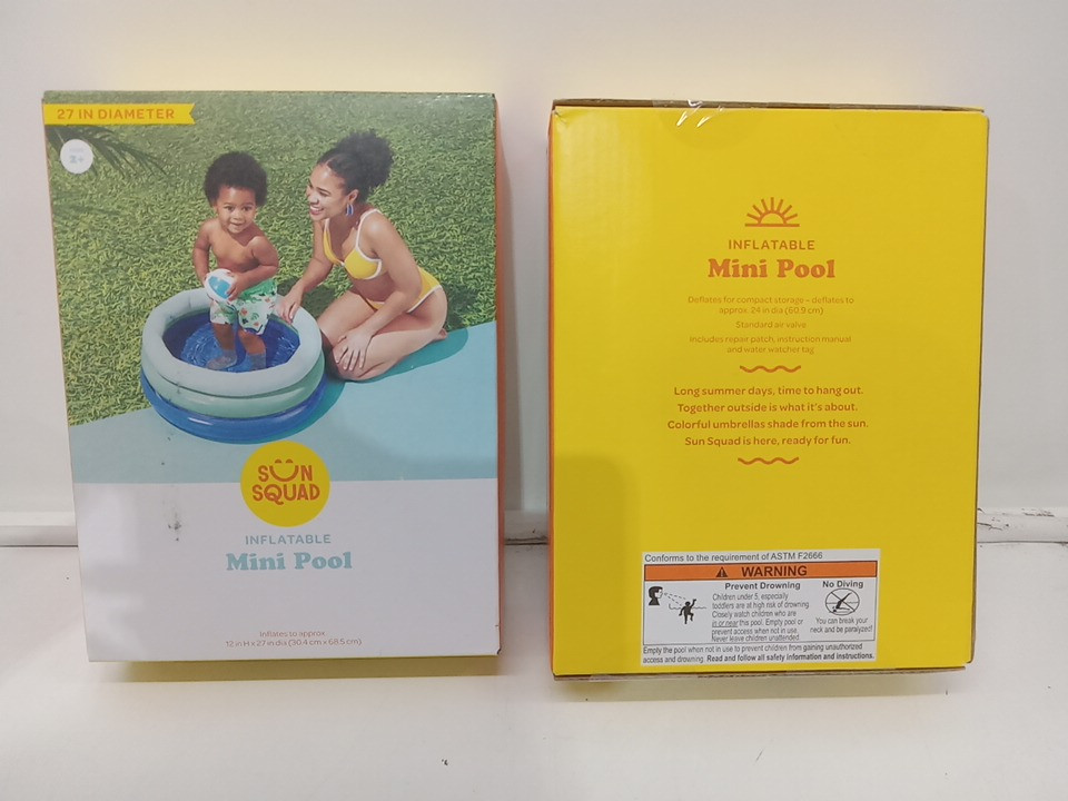 2 SUN squad circular 3-ring inflatable mini pool - 27" - blue image 2