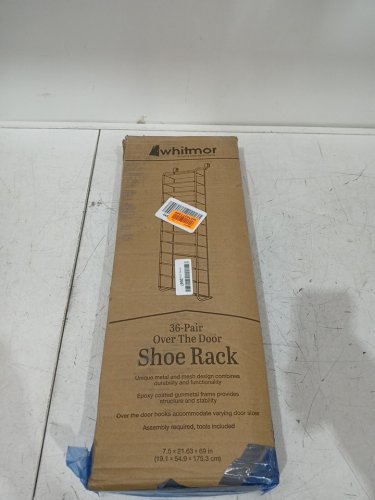 Whitmor 36-Pair Over-The-Door Shoe Rack with Mesh Shelves - 22" x 69" - black (model: 6037-7037-gm-sioc) image 2