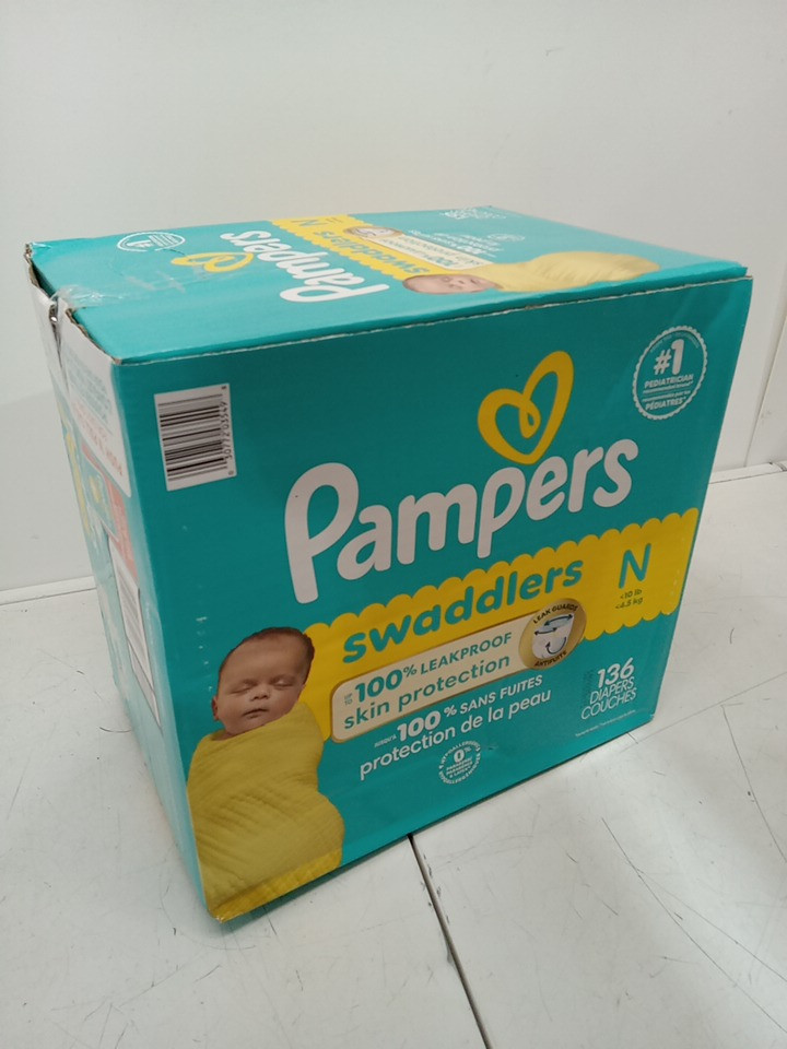 136PK PAMPERS SWADDLERS DIAPERS - NEWBORN SIZE 0 image 3