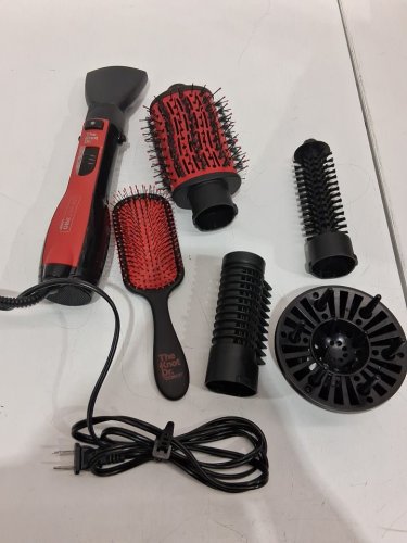 conair infinitipro "the knot dr." all-in-one dryer brush dry & styler - black / red image 3