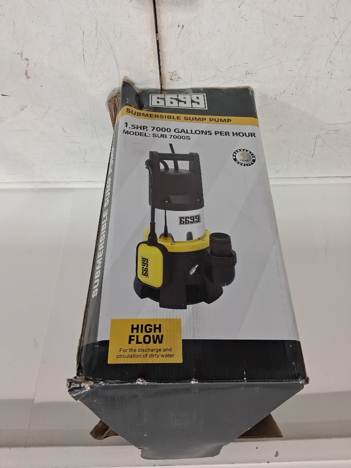 6699 Sump Pump Submersible with Float Switch and 16FT Power Cord - 7000GPH - (model: sub 7000s) image 2