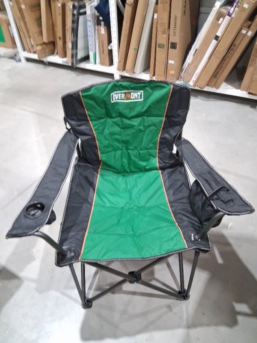OVERMONT oversized padded folding camping chair with cooler pocket and carrying bag - 450lbs CAP - green/black image 4