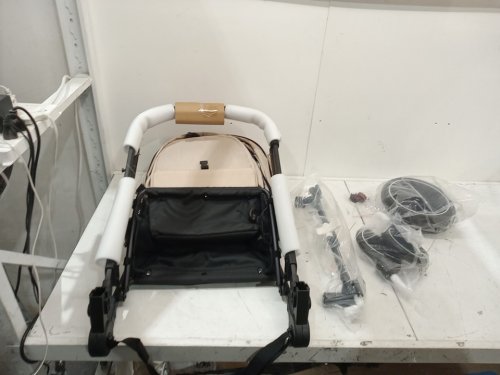 infans 2-in-1 baby stroller with adjustable canopy - 39.5" x 29" - khaki beige (model: bb5224kh) image 4