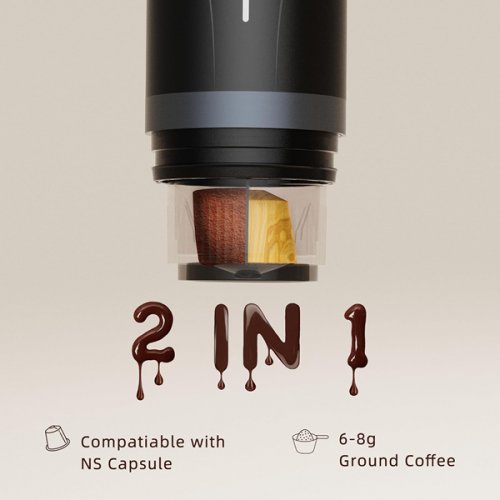 cera+ portable espresso/coffee maker - 80ML - grey (	model:PCM03) image 2