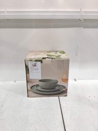 13pc Brilliant MIRAGE rustic stoneware DINNER SET - olive image 2