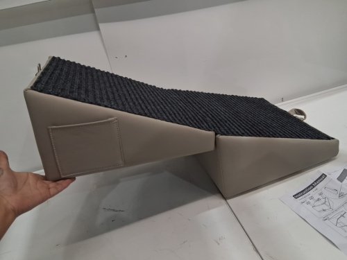 Foldable 2-in-1 Wooden Pet Incline Ottoman - 13.6LBS CAPACITY - GREY image 3