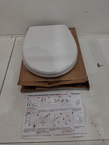 Round Toilet Seat With Soft Close Lid - 16.5" - White (Model:X004WZYBV9) image 2