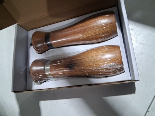 2pc Hecef Acacia Wood Salt and Pepper Mill Set with Adjustable Ceramic Grinders- 8.5" image 3