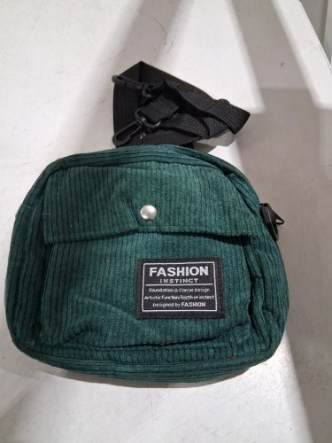 Etereauty Stripe Corduroy Crossbody Bag -7.09" x 2.36" x 5.91" - green (model: 5358263) image 2