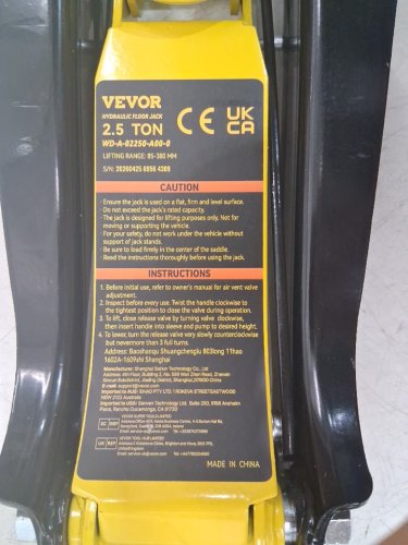 Heavy Duty Low Profile Heavy-Duty Steel Floor Jack with Single Piston Hydraulic Pump - 2.5 Ton cap - Yellow (model: wd-a-02250-a00-0) image 3