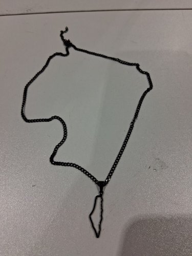 outline map of Palestine pendant cuban chain necklace - 20" - 22"/1" pendant - black image 3