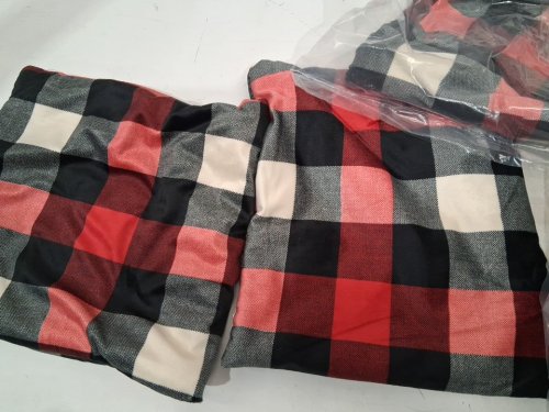 6pk fluffy Plaid Throw Pillow Covers - 18" x 18" - red/white/black (model:hz10619re) image 3