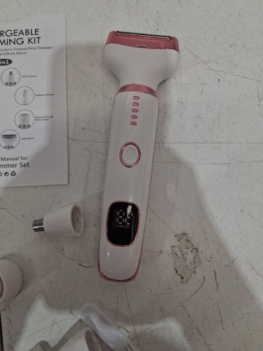 4-in-1 Cordless Rechargeable Razor Shaver For Eyebrow Nose Hair Lips And Bikini Trimmer - White/Pink (Model: RF-3028A) image 5