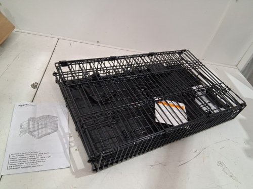 Amazon Basics Single Door Foldable Metal Wire Dog/pet Crate cage with Tray - 18" x 12.4" x 15" - black image 3