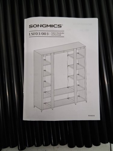 SONGMICS Fabric Wardrobe with Clothes Rail and Fabric Cover-12 Compartments-Metal Frame- 69"l x 59"w x 17.7"D-taupe beige (model: lsf003r02) image 4