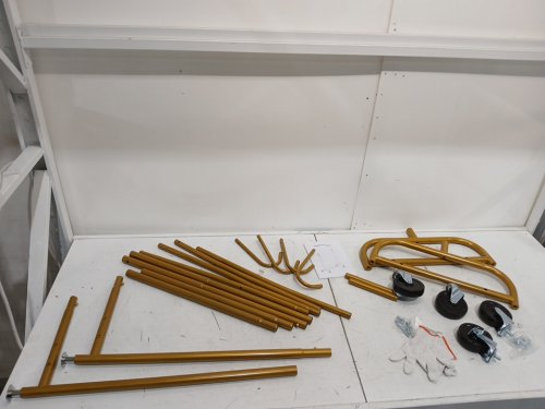 generic heavy duty garment storage clothes rack - 67" x 75" - gold (model: usgmsrarcgd190ty) image 3