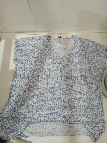 Women's orvis short sleeve v neck shirt - extra large - blue/white  (style: 1878192) image 2