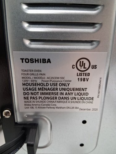 TOSHIBA MULTI-FUNCTION DIGITAL CONVECTION TOASTER OVEN - 1500W - STAINLESS STEEL/BLACK - (MODEL: AC25CEW-SSC) image 9