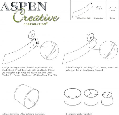 2PK ASPEN CREATIVE  Empire K/D Spider Lamp Shade - white - 13" Top x 15" Bottom x 10" Slant Height ( model- 38027-2) image 2