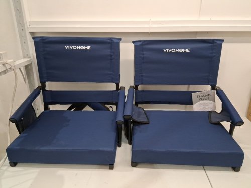 2pk vivohome portable Stadium Seats with Back Support and Cushion - navy (model: VH1430-NY‎) image 2