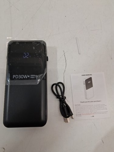 PORTABLE POWER BANK ULTRA BRIGHT FLASHLIGHT EDITION WITH DETACHABLE DUAL CABLE - 30W - 40000mAh - black (model: k20Pro) image 2
