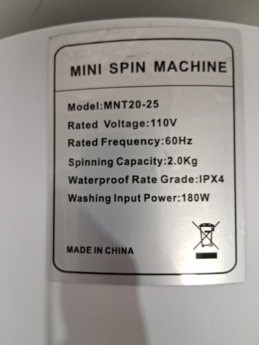 METICULOS Compact Electric Spin Dryer Portable Mini Laundry WRINGER - 110V - WHITE/BLACK (MODEL: MNT20-25) image 8