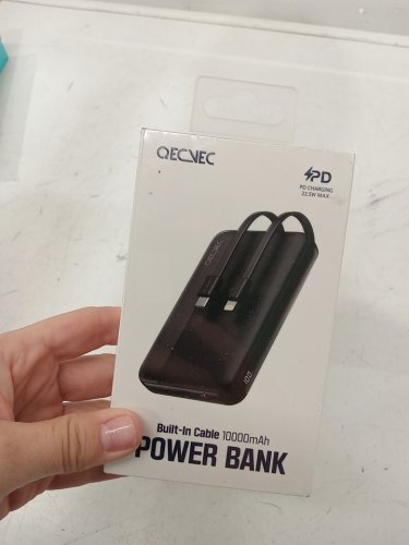 QECVEC 10000mAh Power Bank Fast Charging Portable Charger with Built-in USB-C & LIGHTNING Cables - 22.5W - black (MODEL: Q18) image 2