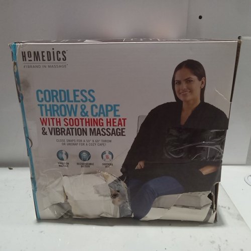 Homedics CORDLESS THROW & CAPE with HEAT and soothing VIBRATION massage - BLACK (Model: hcm-trw210hbf) image 4