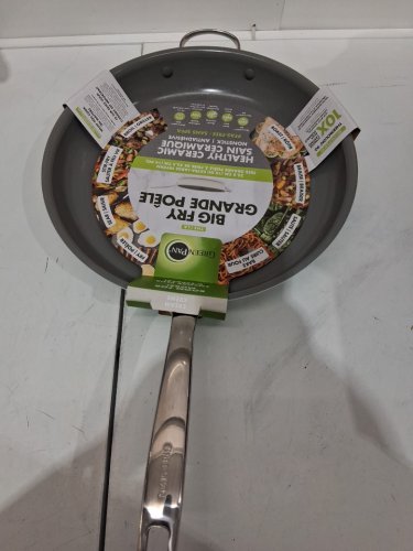 GREENPAN "THE BIG FRY" FRYPAN NON-STICK, PFAS-FREE, DISHWASHER SAFE & OVEN SAFE - 14" - CREAM (MODEL: 1972977) image 2