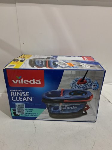 vileda easywring rinse clean 2 tank spin mop and bucket system with adjustable 24"-48" handle - blue/grey (model: 168467) image 2