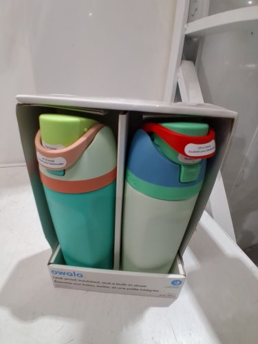 2pk Owala FreeSip Stainless Steel Water Bottles with straws - 16oz - blue/green (model: 2856617) image 2