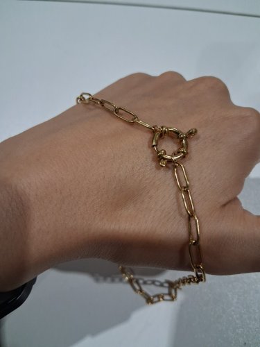 stainless steel paperclip necklace with spring clasp - 16"/4mm width - gold image 4