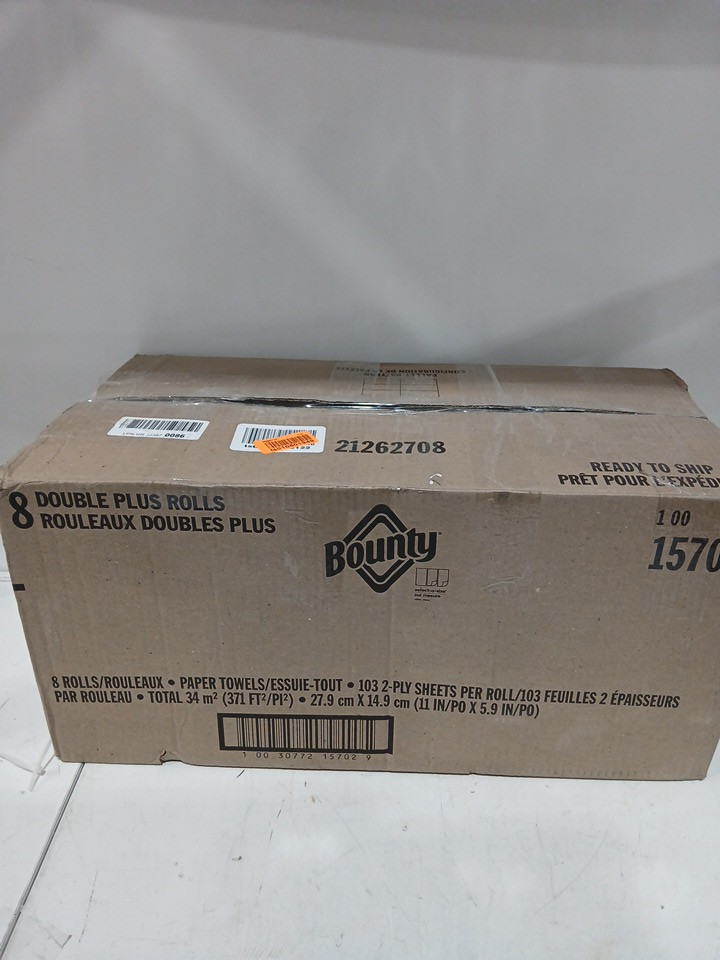 8pk bounty double plus paper towel rolls - 103 sheets/roll - white (model: 15702) image 2