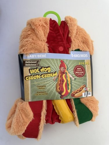 BABY PALAMON ONE-PIECE HOTDOG COSTUME - 0-6 MONTHS - BROWN/RED/GREEN/YELLOW image 2