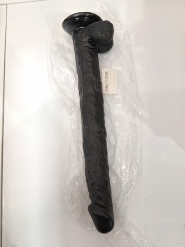 massive suction cup dildo with balls and realistic veins - 13" - black image 3