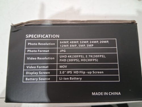 Digital Camera w3ith 18X Zoom - 64MP Camera / 180-Degree Flip Screen / Auto Focus - Black (Model:	DC060-WYJ) image 7