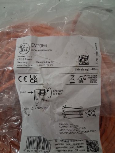 ifm m12 4-pin pvc connecting cable with FEMALE socket - 40m - orange (model: evT066) image 3