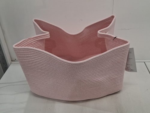 XUANGUO Extra Large Cotton Rope Basket - 22" x 17" x 12", round Basket for Storage, Laundry - pink image 3
