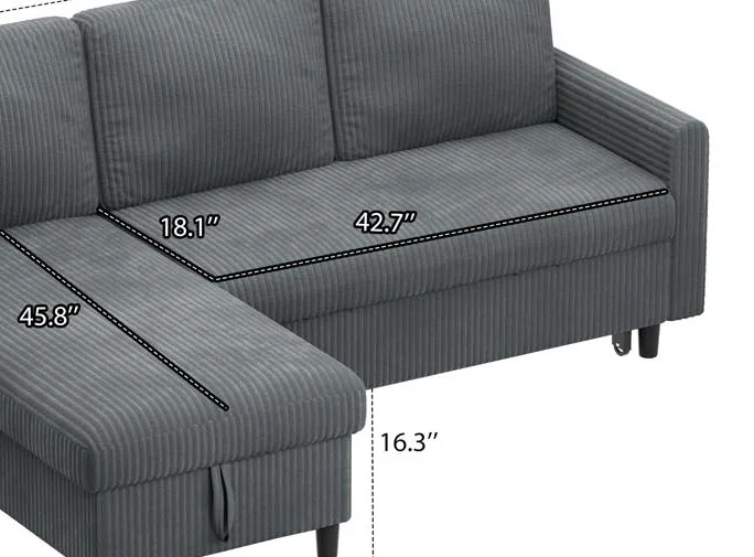 2 seat upholstered loveseat pull out sofa bed - grey image 3